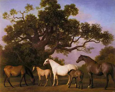 Mares and Foals under an Oak Tree George Stubbs